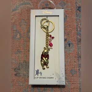 Brand New Disney Winnie The Pooh Gold Bag Charm/Keychain